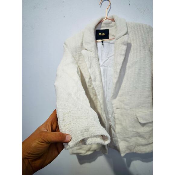 MAJE Off-White Tweed Creamy Oversized Vileno Blazer size 38 Flawed - Picture 4 of 16